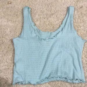 Light Blue Lettuce Cut Tank Top